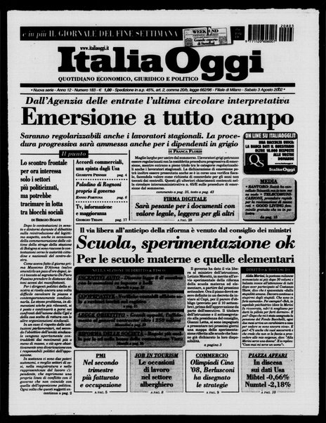 Italia oggi : quotidiano di economia finanza e politica